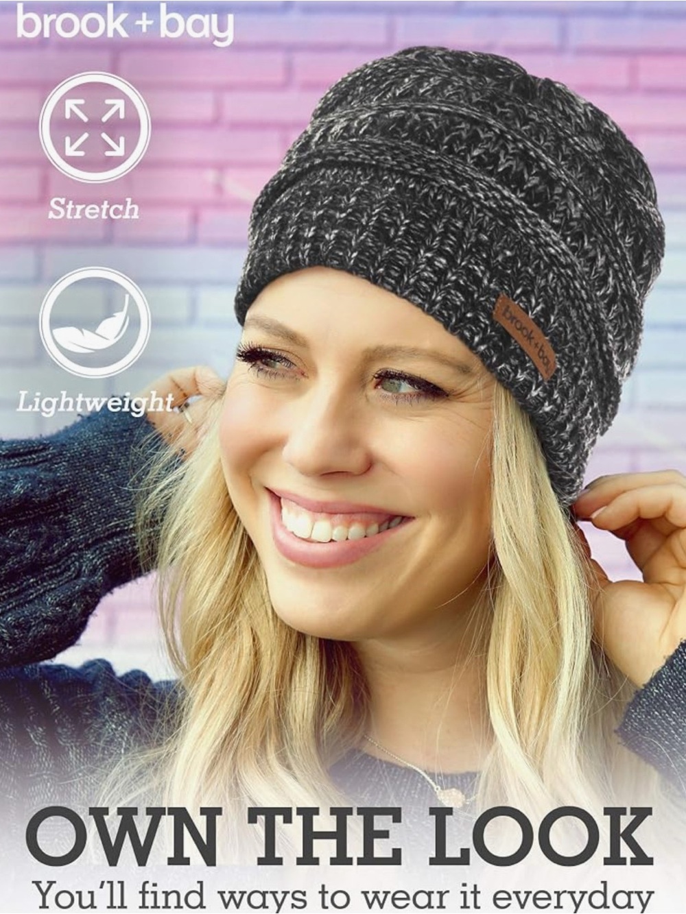 Brook + Bay Women's Adult Winter Cozy Knit Beanie Hat Gray - Picture 4 of 14